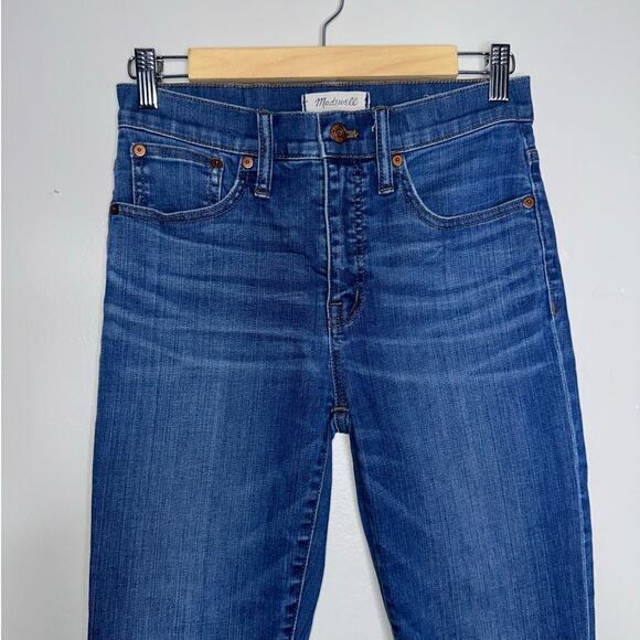 Madewell Cali Demi Boot Crop Jeans Frayed Hem Dark Wash Denim Size 26 - Picture 3 of 8